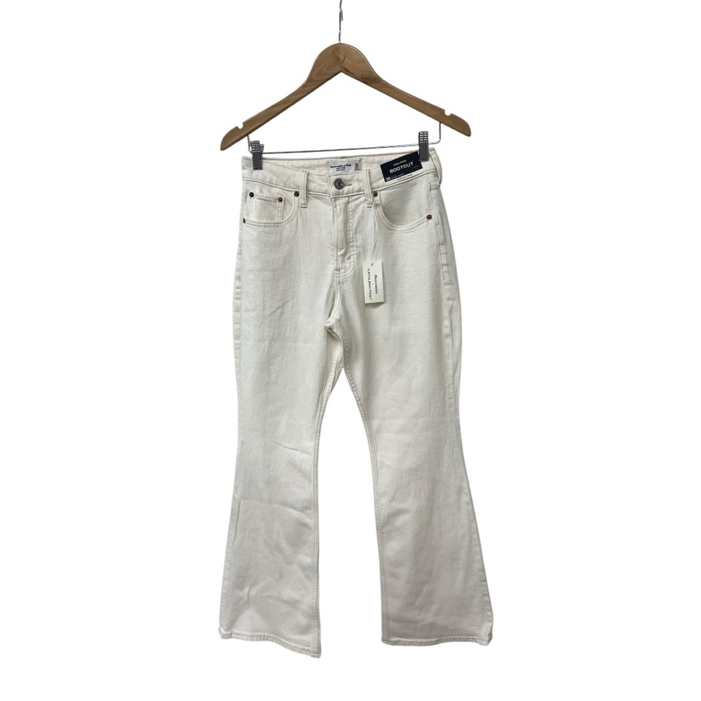 NWT Abercrombie & Fitch Kathleen Post High Rise Bootcut Jeans Cream 26 X 26.5